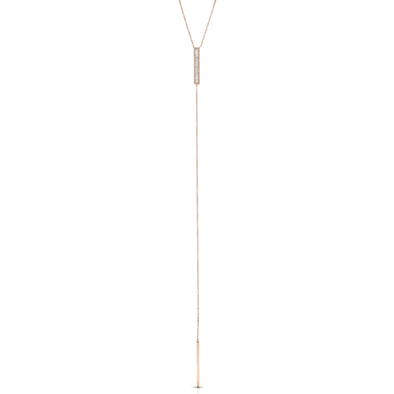 14KT ROSE GOLD BAGUETTE DIAMOND LARIAT LONG NECKLACE