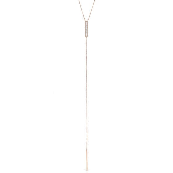 14KT ROSE GOLD BAGUETTE DIAMOND LARIAT LONG NECKLACE