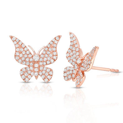 14KT ROSE GOLD BUTTERFLY STUD EARRINGS