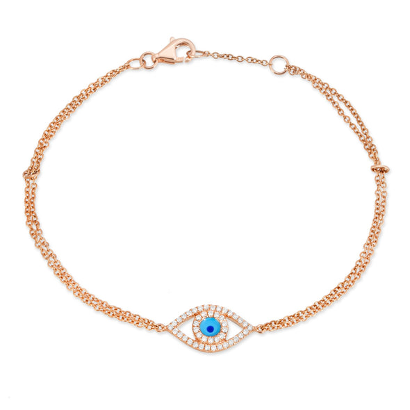 14KT ROSE GOLD DIAMOND EVIL EYE LEYLA BRACELET