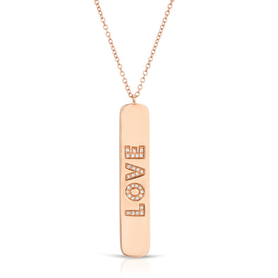14KT ROSE GOLD DIAMOND LOVE TAG NECKLACE