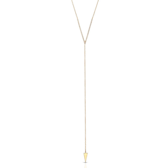 14KT ROSE GOLD DIAMOND TRIANGLE LARIAT LONG NECKLACE