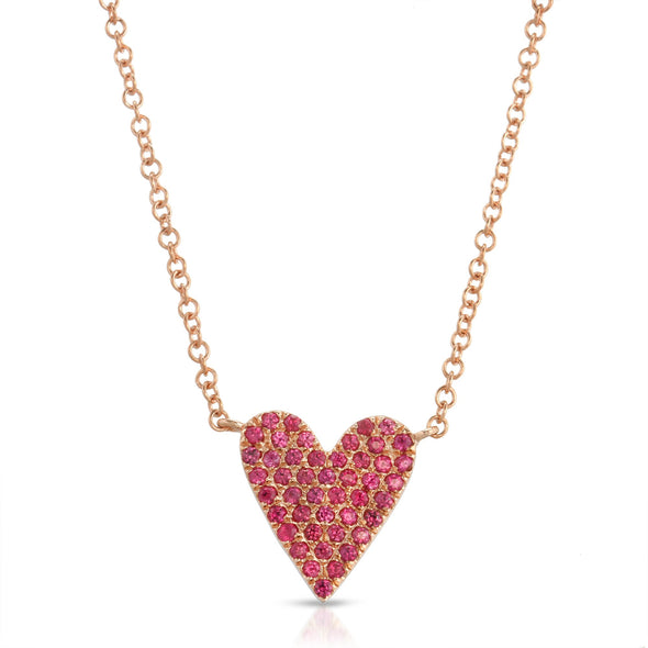 14KT ROSE GOLD RUBY HEART NECKLACE