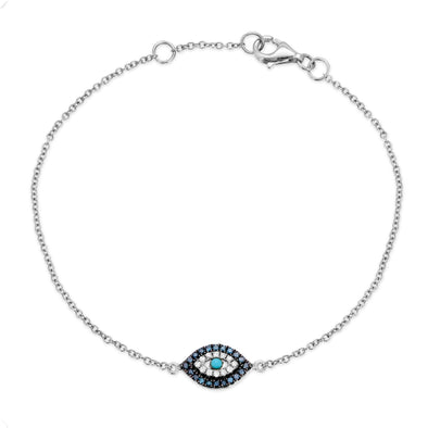 14KT WHITE GOLD SAPPHIRE AND DIAMOND BABY EVIL EYE ALICIA BRACELET