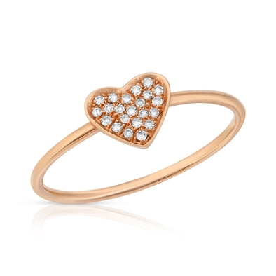 14 KT ROSE GOLD DIAMOND HEART RING